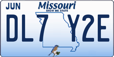 MO license plate DL7Y2E