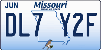 MO license plate DL7Y2F