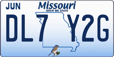MO license plate DL7Y2G
