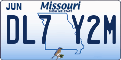 MO license plate DL7Y2M