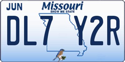 MO license plate DL7Y2R