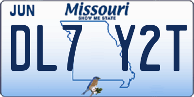 MO license plate DL7Y2T