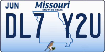 MO license plate DL7Y2U