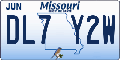 MO license plate DL7Y2W
