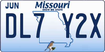 MO license plate DL7Y2X