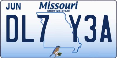 MO license plate DL7Y3A