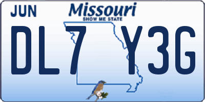 MO license plate DL7Y3G