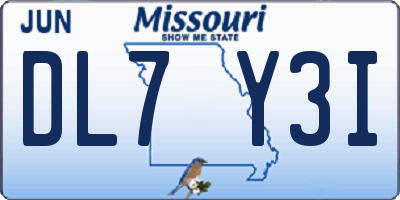 MO license plate DL7Y3I