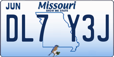 MO license plate DL7Y3J