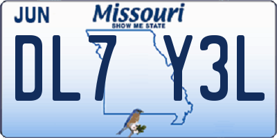 MO license plate DL7Y3L