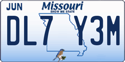 MO license plate DL7Y3M