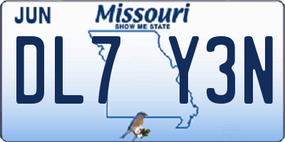 MO license plate DL7Y3N