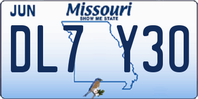 MO license plate DL7Y3O