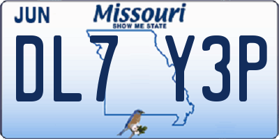 MO license plate DL7Y3P