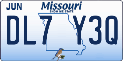 MO license plate DL7Y3Q
