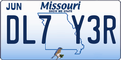 MO license plate DL7Y3R