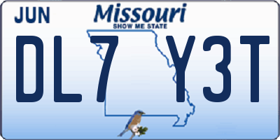 MO license plate DL7Y3T