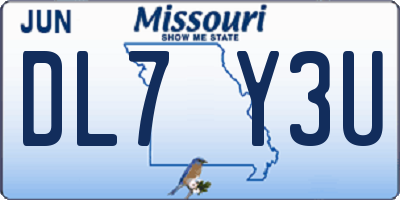 MO license plate DL7Y3U