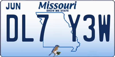 MO license plate DL7Y3W
