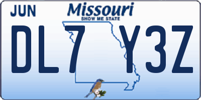 MO license plate DL7Y3Z