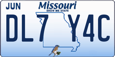 MO license plate DL7Y4C