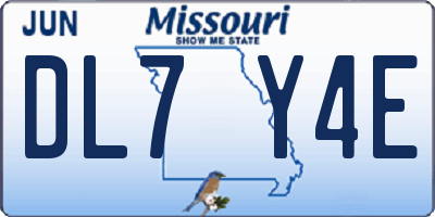 MO license plate DL7Y4E