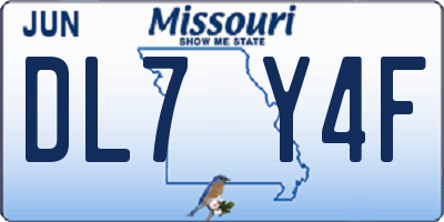 MO license plate DL7Y4F