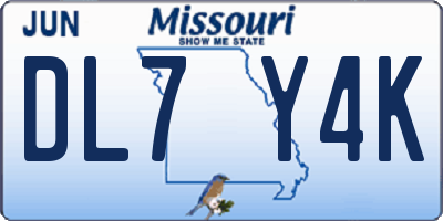 MO license plate DL7Y4K