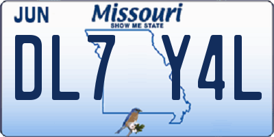 MO license plate DL7Y4L