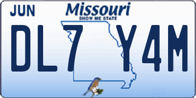 MO license plate DL7Y4M