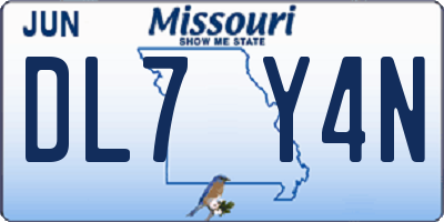 MO license plate DL7Y4N