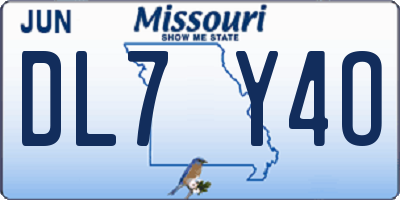 MO license plate DL7Y4O