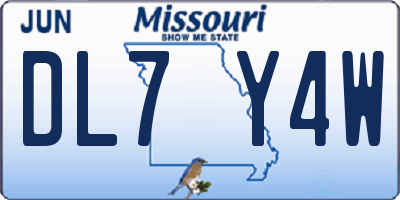 MO license plate DL7Y4W