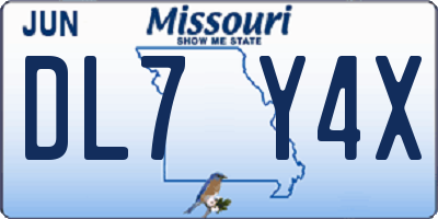 MO license plate DL7Y4X