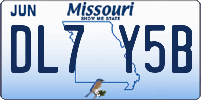 MO license plate DL7Y5B