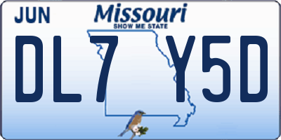 MO license plate DL7Y5D