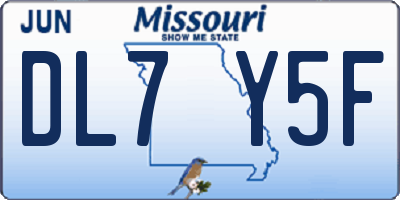 MO license plate DL7Y5F