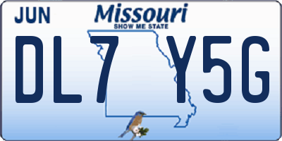 MO license plate DL7Y5G