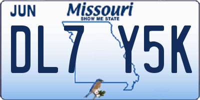MO license plate DL7Y5K