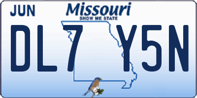 MO license plate DL7Y5N