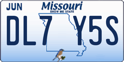 MO license plate DL7Y5S