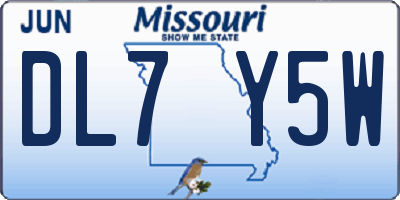 MO license plate DL7Y5W