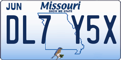MO license plate DL7Y5X