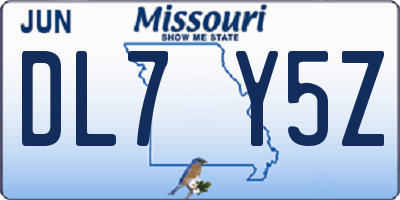MO license plate DL7Y5Z