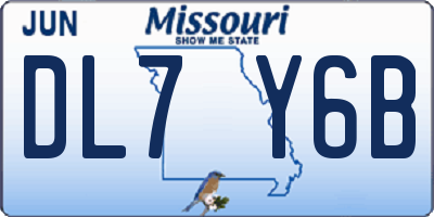 MO license plate DL7Y6B