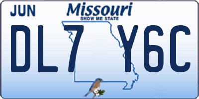 MO license plate DL7Y6C
