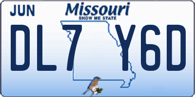 MO license plate DL7Y6D