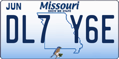MO license plate DL7Y6E
