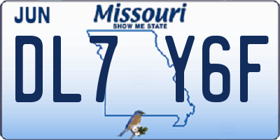 MO license plate DL7Y6F