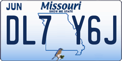MO license plate DL7Y6J